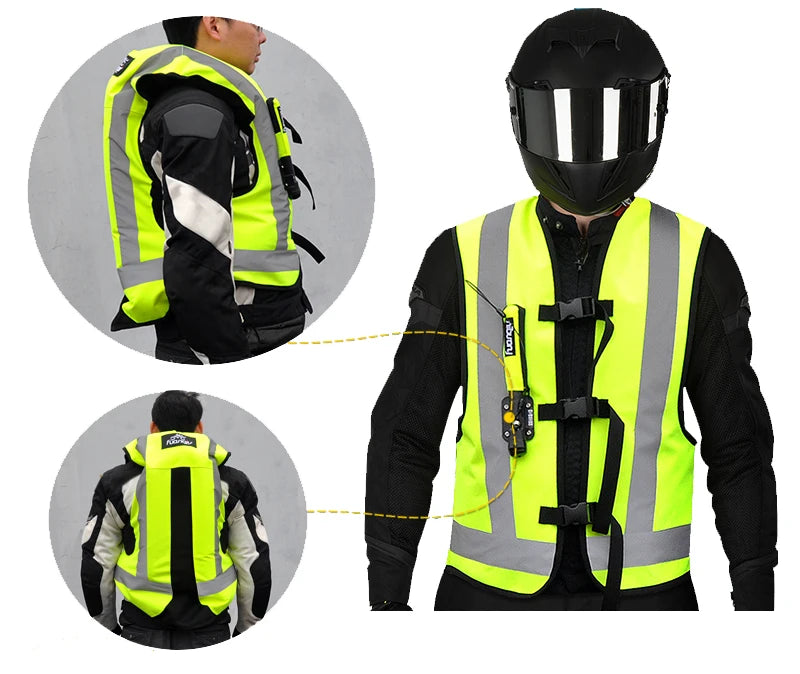 Motorcycle Airbag Jacket for Long Distance Use, Reflective Protective Motorcycle Clothing for Night